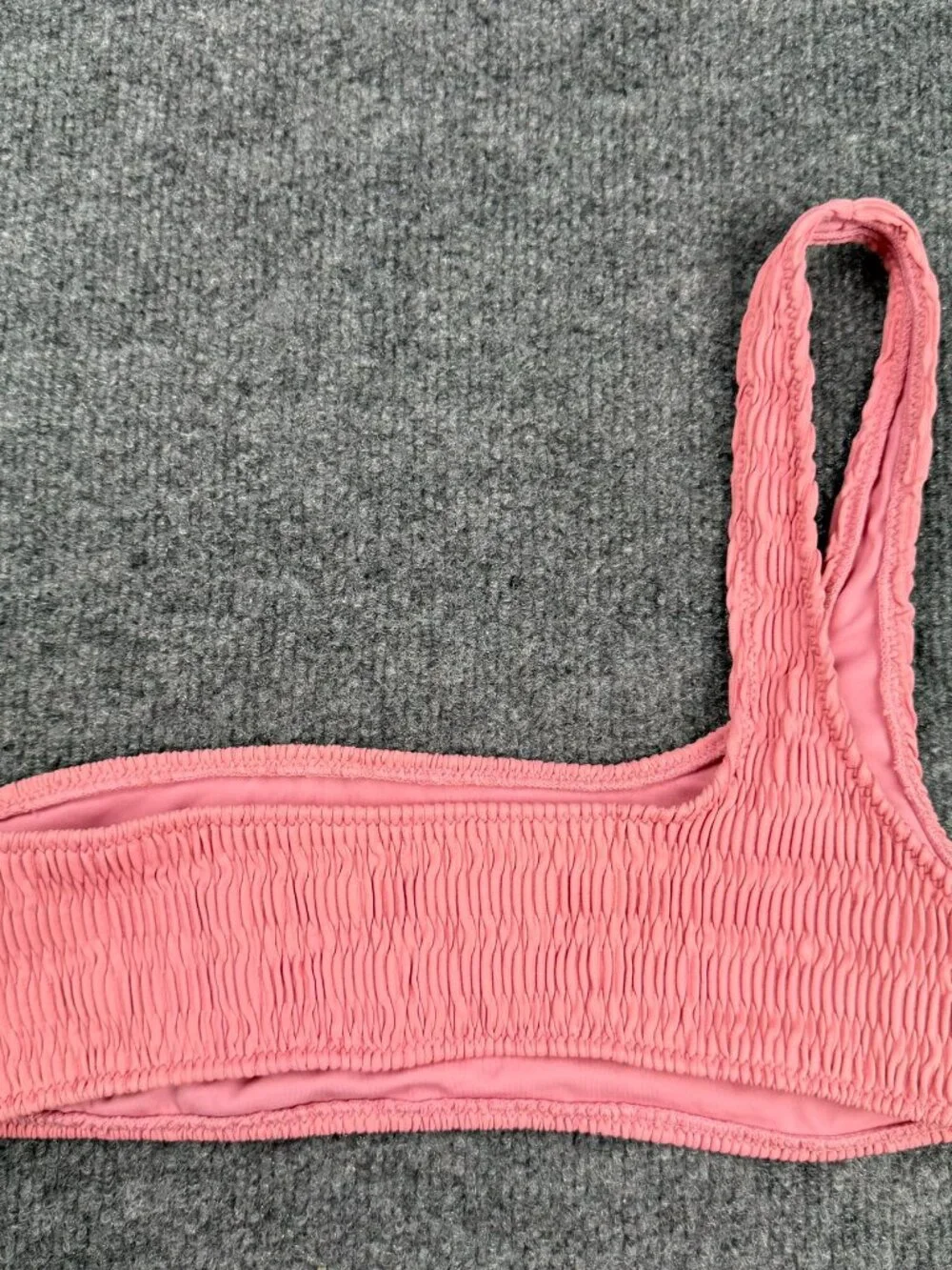 Anna Sitar x PacSun Eco Pink Smocked One Shoulder Bikini Top Swimwear Size Small